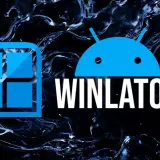 Logo Winlator, emulatora gier PC na Androida, z ikoną Windows i Androidem.