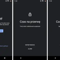 Family Link nie blokuje telefonu dziecka, ale zarządza czasem. Ekran pokazuje limity: "Czas minął", "Czas na przerwę" i "Czas iść spać".