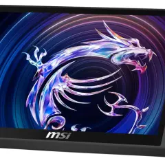 Złoty handheld MSI Claw 8 AI+ z podświetlanymi przyciskami i ekranem z motywem smoka.