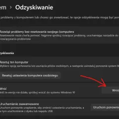 Opcje odzyskiwania systemu Windows 11: resetowanie, powrót do poprzedniej wersji lub zaawansowane uruchamianie. Pomocne, gdy chcesz wiedzieć, jak zainstalować Windows 11 od nowa.