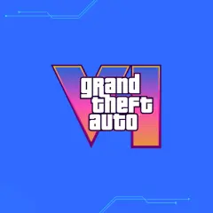 Logo Grand Theft Auto VI na niebieskim tle. Gracze zastanawiają się nad gta 6 wymagania.
