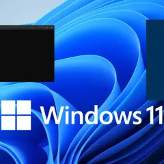 Ekran logowania Windows 11 z polem "Konto lokalne" i otwartym wierszem poleceń.