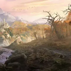 Rycerz w zbroi na tle górskiego krajobrazu z zamkiem. Idealna grafika do sprawdzenia wymagań Baldur's Gate 3.