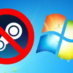 Zakazany Steam na tle ikony Windows 7.