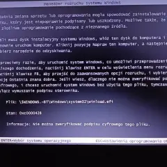 Komunikat o błędzie podczas uruchamiania Windows. Aby rozwiązać problem, jak zainstalować Windows 7, użyj dysku instalacyjnego lub opcji naprawy systemu.