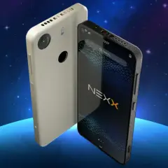 Dwa telefony, jeden z tyłu z aparatem i czarnym kółkiem, drugi z przodu z ekranem i logo NEXX. To telefon z linuxem.