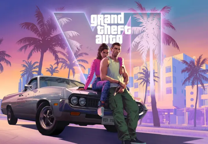 Para GTA 6 ile gb? Para, palmy i neonowy blask Miami. Para siedzi na muscle carze, czekając na przygodę.