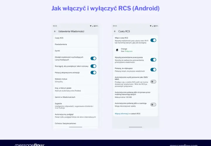 Jak wyłączyć czat RCS na Androidzie? Zobacz ustawienia wiadomości, aby wyłączyć tę funkcję.