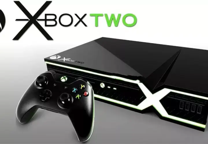 Kiedy nowy Xbox, konsola Xbox Two z kontrolerem, świeci na zielono.
