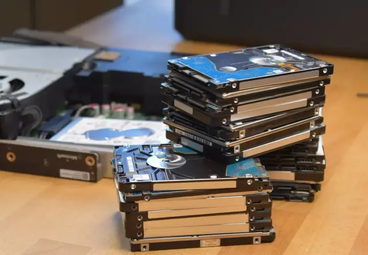 Stosy dysków twardych, gotowe do wymiany na SSD w konsoli Xbox One.