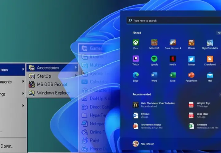 Historia Windows: od klasycznego menu Start Windows 95 do nowoczesnego interfejsu Windows 11.