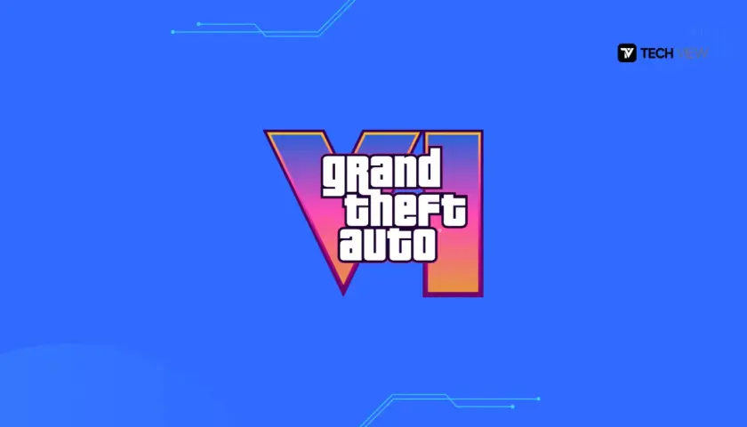 Logo Grand Theft Auto VI na niebieskim tle. Gracze zastanawiają się nad gta 6 wymagania.