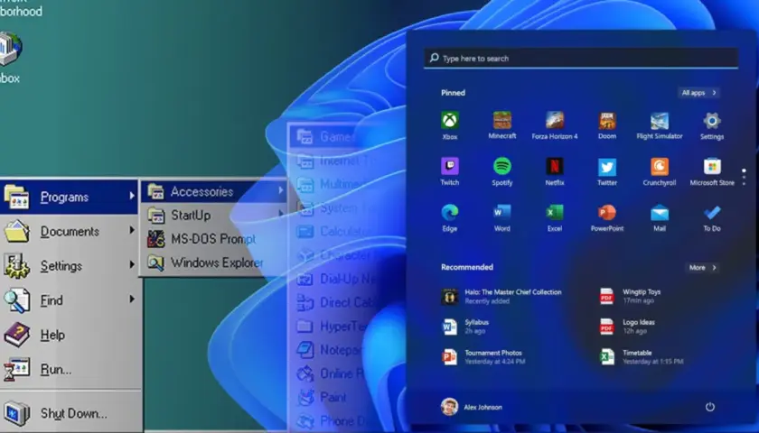 Historia Windows: od klasycznego menu Start Windows 95 do nowoczesnego interfejsu Windows 11.