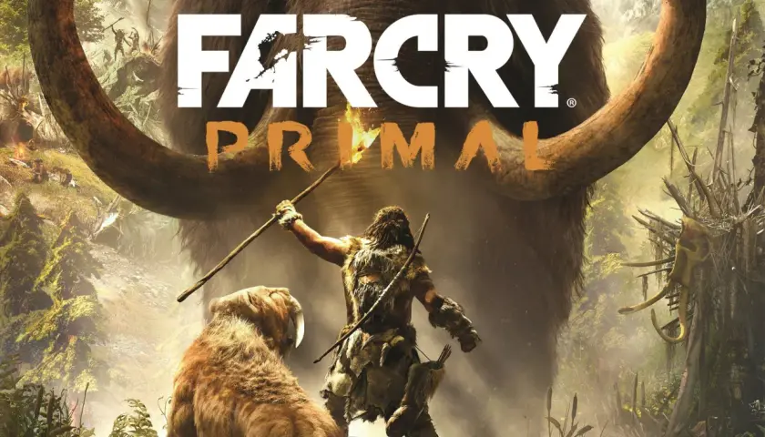 Far Cry Primal: wojownik z włócznią i tygrysem szablozębnym na tle mamuta. Sprawdź wymagania gry!