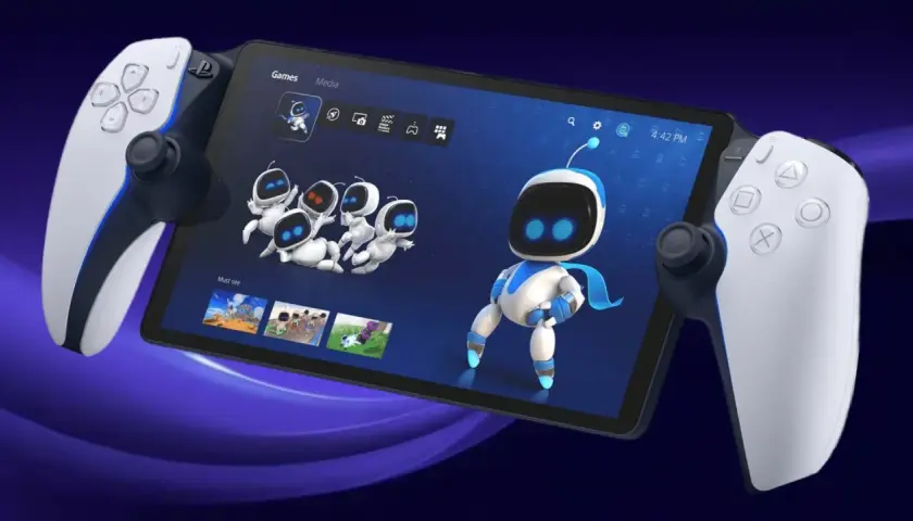 Nowa konsola PlayStation handheld z kontrolerami DualSense. Astro Bot zaprasza do świata gier.