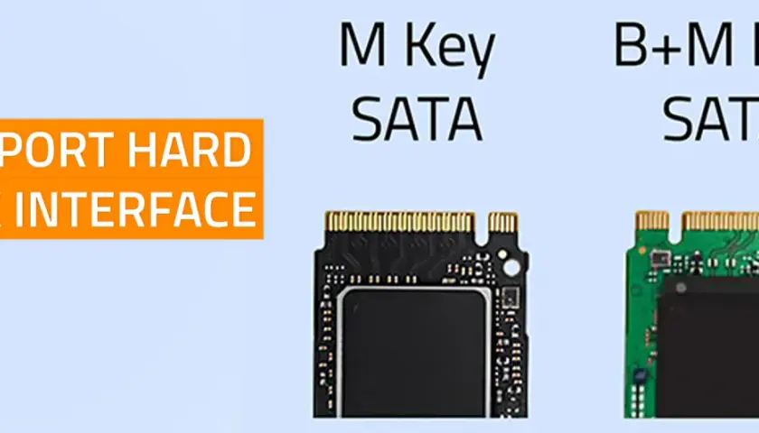 Porównanie rodzajów dysków M.2: M Key SATA i B+M Key SATA.