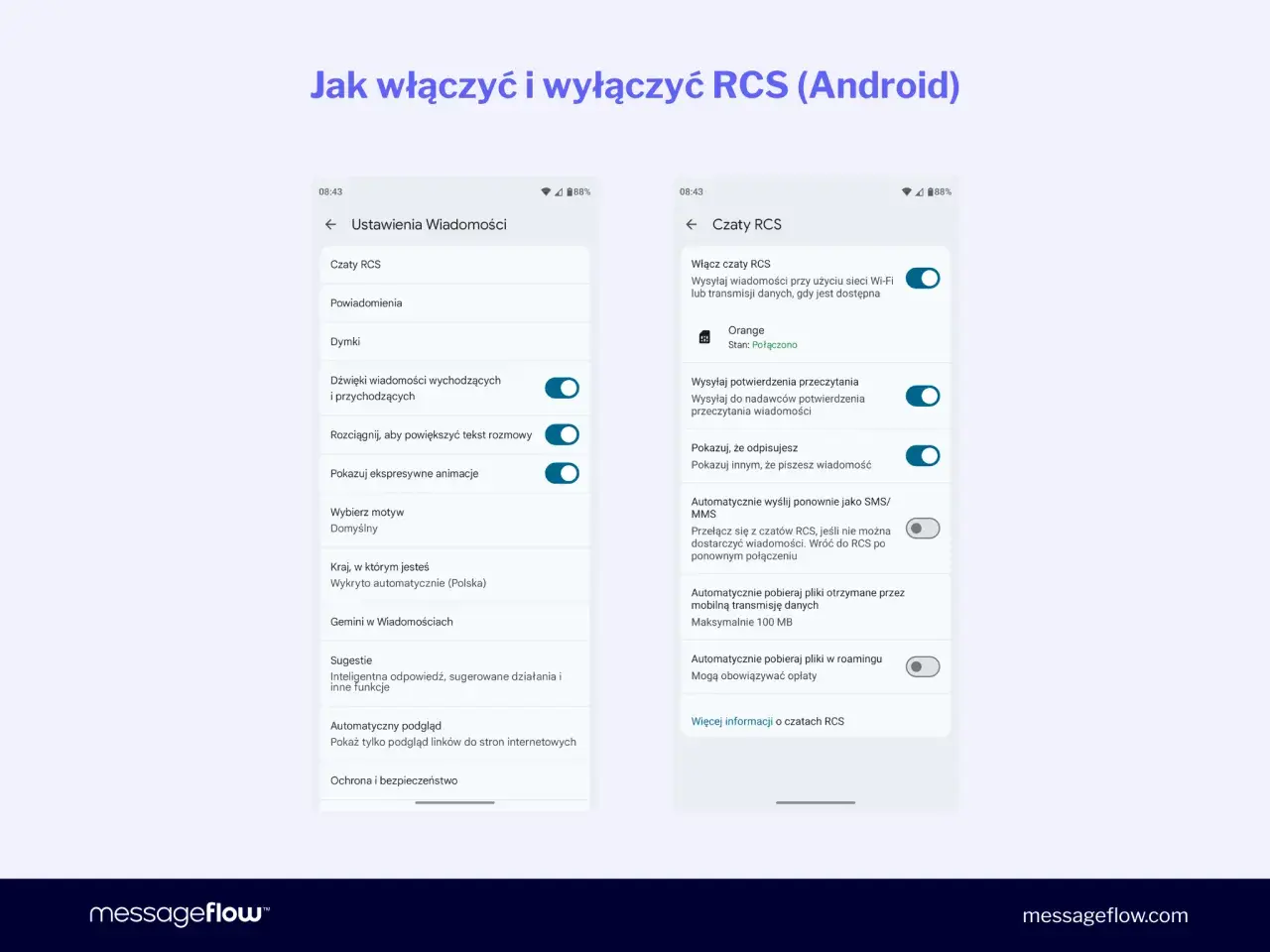 Jak wyłączyć czat RCS na Androidzie? Zobacz ustawienia wiadomości, aby wyłączyć tę funkcję.