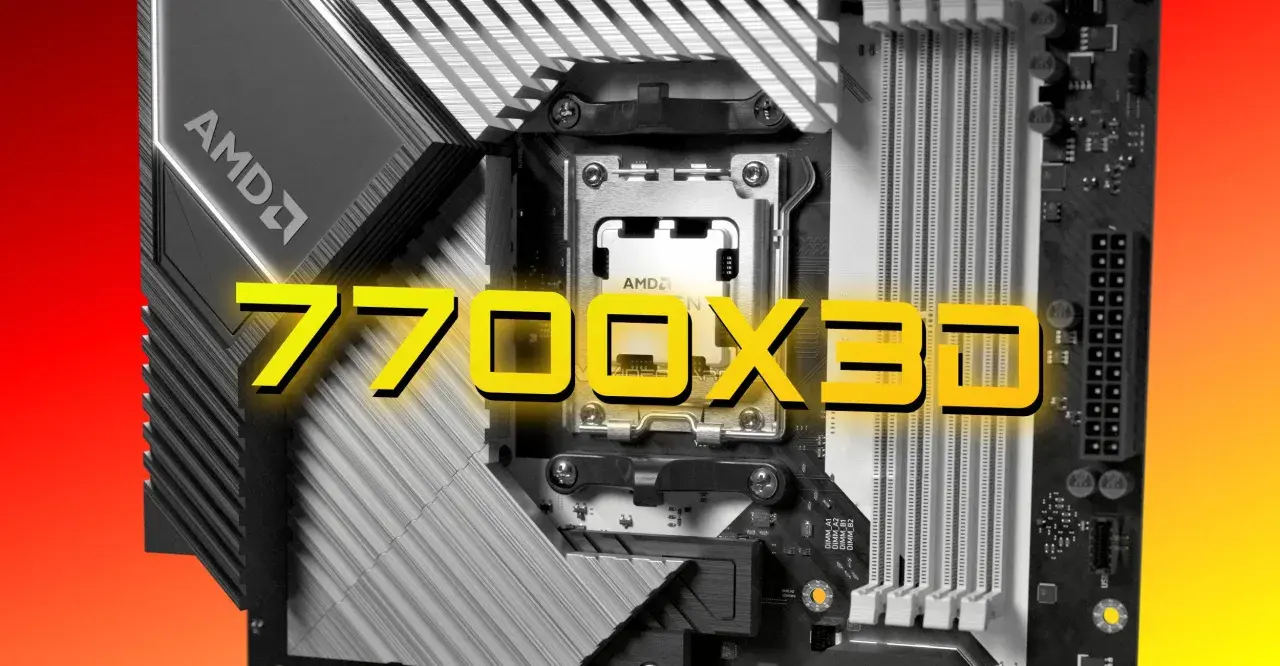 Najnowszy procesor AMD Ryzen 7 7700X3D zamontowany na płycie głównej, gotowy do pracy.