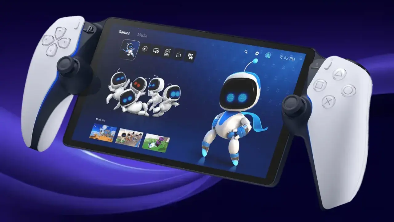 Nowa konsola PlayStation handheld z kontrolerami DualSense. Astro Bot zaprasza do świata gier.