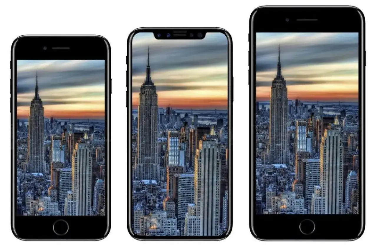 Trzy telefony prezentują panoramę Nowego Jorku z Empire State Building. Premiera iPhone 8 z pewnością zachwyciła widokiem.